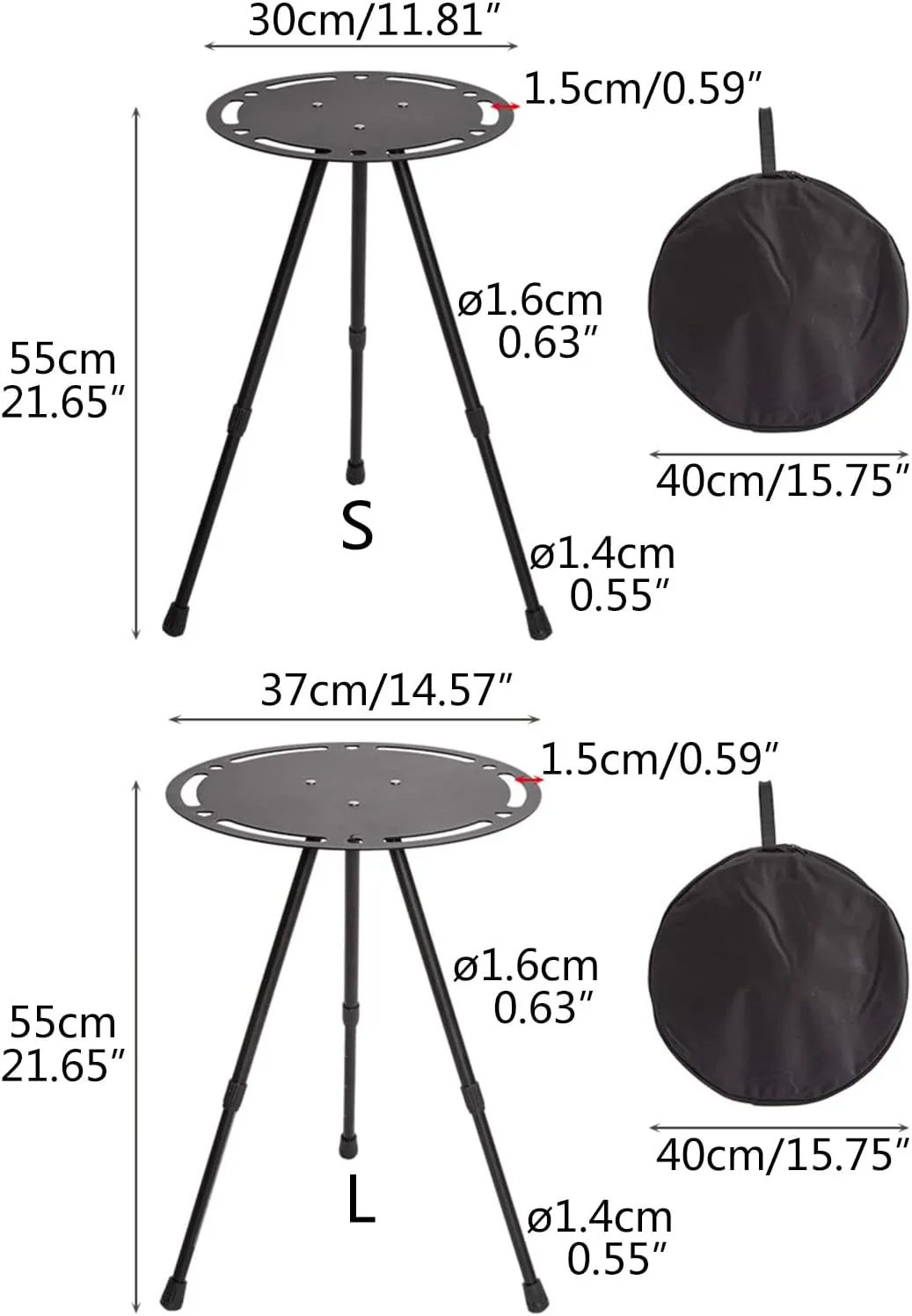 Portable Outdoor Side Table Aluminum Alloy Folding Round Table Lightweight Camping Table for Picnic Camp Coffee Travel