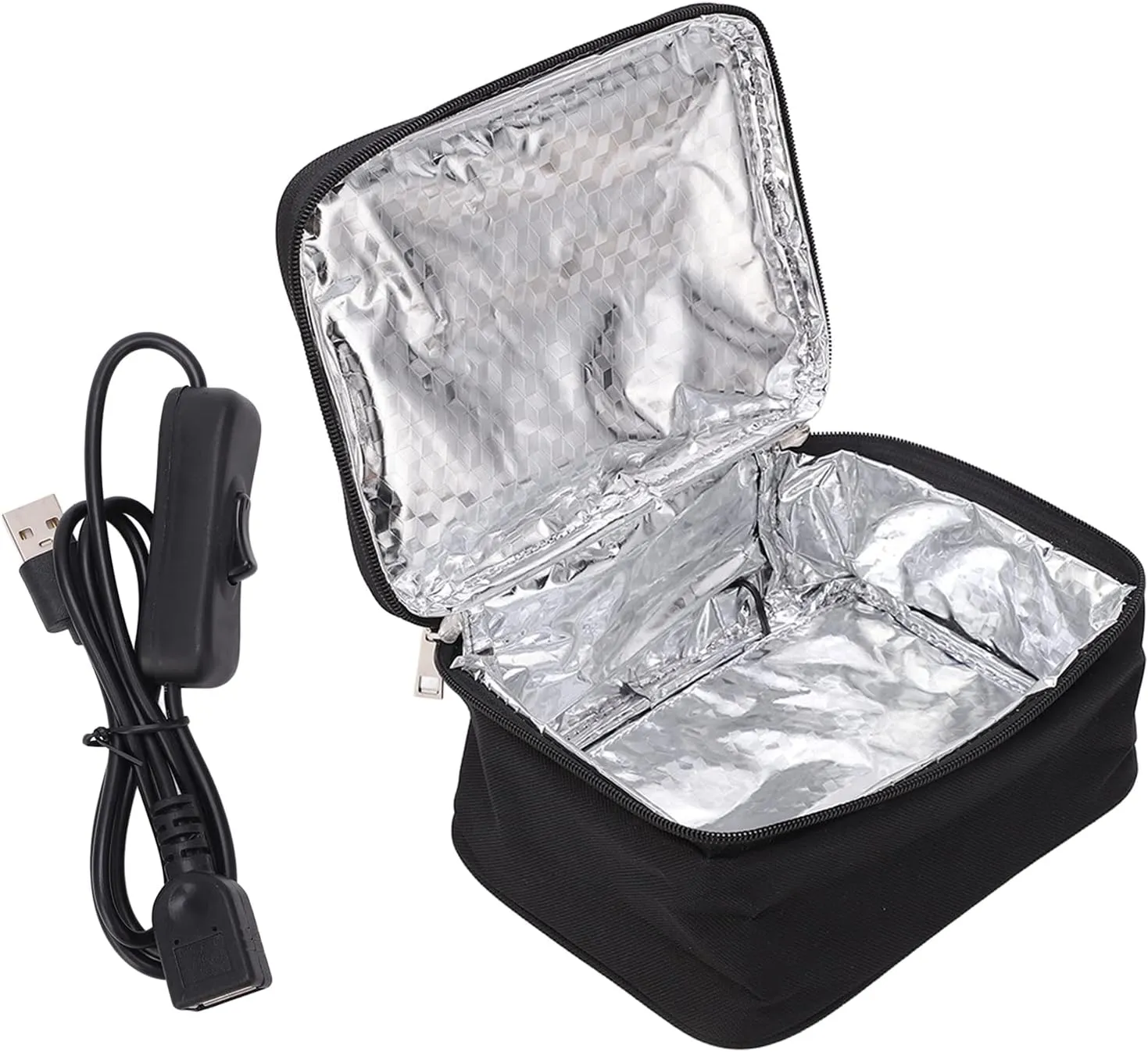 Portable Oven, Mini Electric Lunch Box Food Heater Personal USB Charging Warmer Waterproof Microwave with Aluminum Film Liner for Reheating Meal Cooking in Office Travel Camping Family Gathering