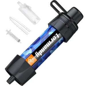 Portable Personal Straw Water Filter, Water Filtration System Mini Water Purifier, Survival Gear for Hiking Travel Camping Accessories Emergency Preparedness Outdoor Activities (Blue)