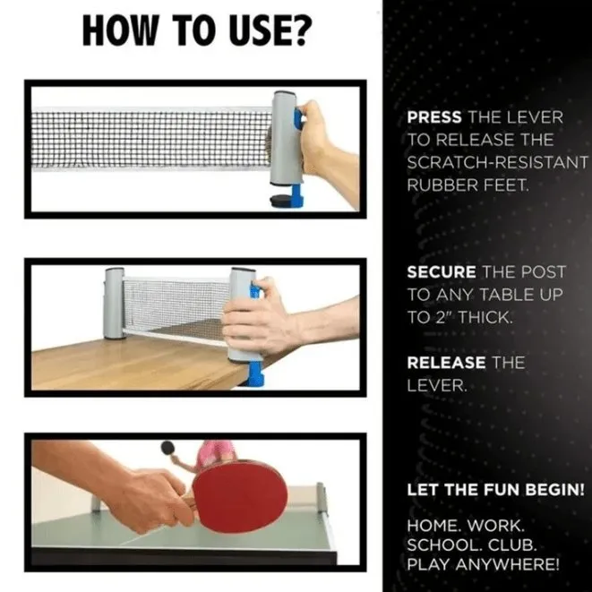 Portable Table Tennis Set - Retractable Table Tennis Net Portable Ping Pong Net