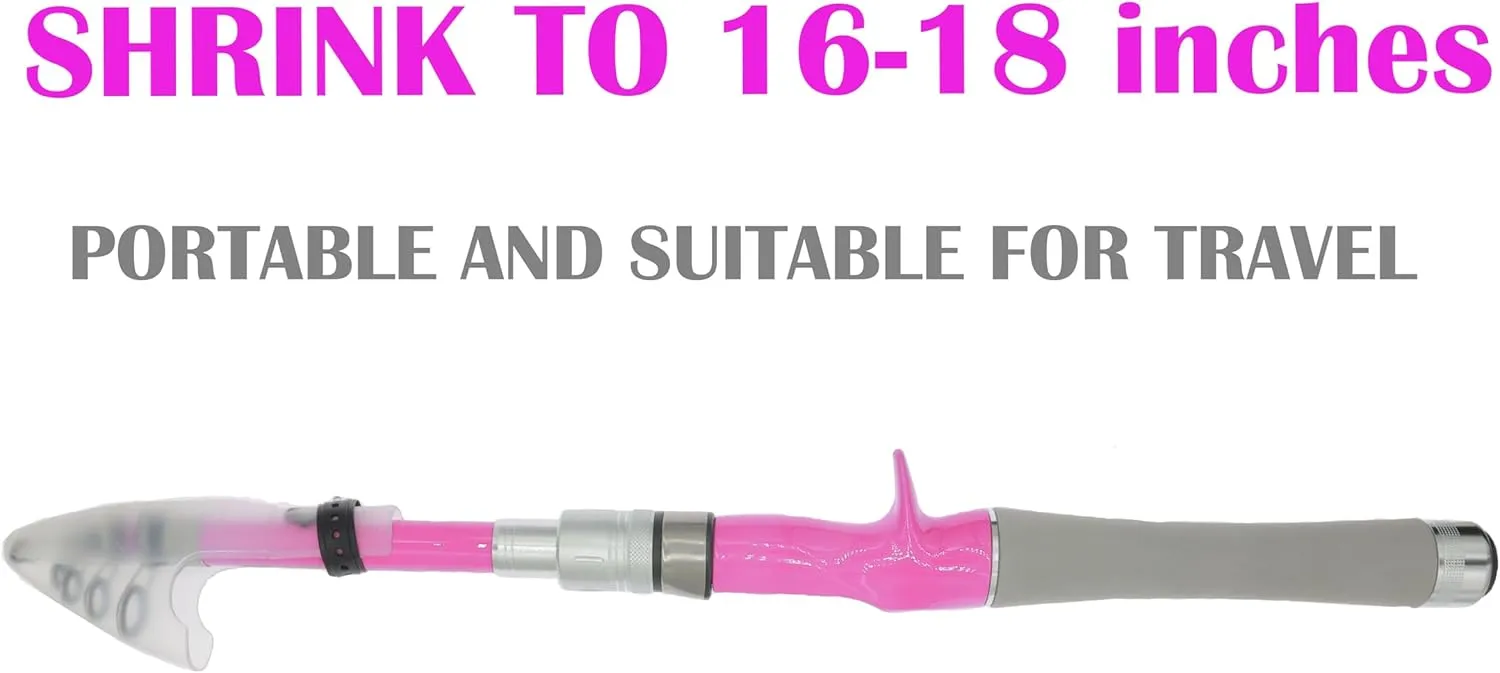 Portable Telescoping Fishing Rod 5.9/7.8FT- Ultralight Fishing Rod-Girls Fishing Pole for Travel Saltwater Freshwater