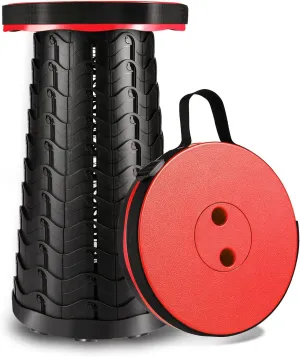 Portable Telescoping Stool, 2nd Gen Upgraded Collapsible Stool with Max Load Capacity 400lbs, Adjustable Lightweight Stools for Camping/Garden/Fishing/Hiking/Travel/BBQ (Red)