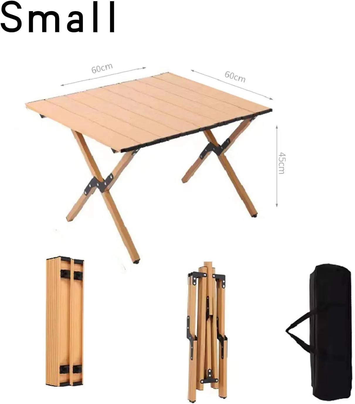 Portable Wooden Folding Travel Camping Table for Outdoor/Indoor Picnic, BBQ, Hiking with Carrying Bag, Low Height Portable Folding Travel Camping Table Multi-Purpose