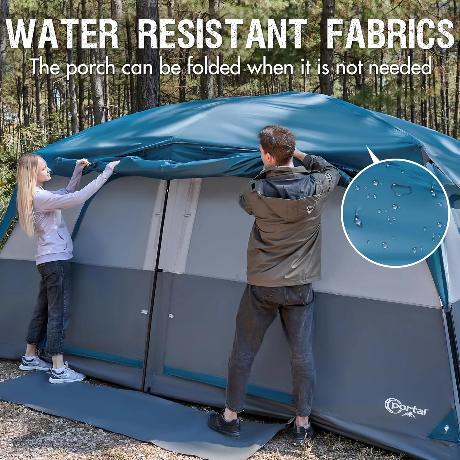 PORTAL 6 | 8 | 10 Person Family Camping Tent with Porch, Big Family Camping Tent with Tall Height, Good Ventilation, Water Resitant Large Tent for Outdoor Camping, Backyard