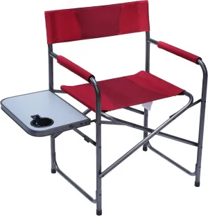 PORTAL Portable Compact Steel Frame Director’s Side Table Lightweight Oversized Chair for Outdoor Camp Fishing Picnic Lawn, Support 225lbs, Red