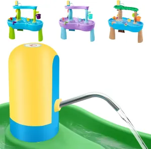 Powerful Water Table Pump, Battery Powered Water Pump for Water Table 3 Hours Non-Stop Fun Portable Summer Outdoor Sand/Water Table Toys Water Play Table Accessories for Toddlers Kids（Yellow）
