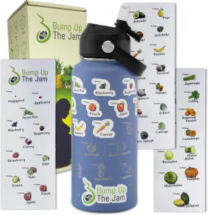 Pregnancy Water Bottle Tracker - 32 ounce Stainless Steel - Includes Weekly Pregnancy Tracker Stickers (Moonlit Blue)