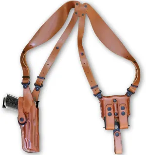 Premium Leather Vertical Shoulder Holster System with Double Magazine Carrier for Remington 1911 R1 5’’BBL, Right Hand Draw, Brown Color #8009#