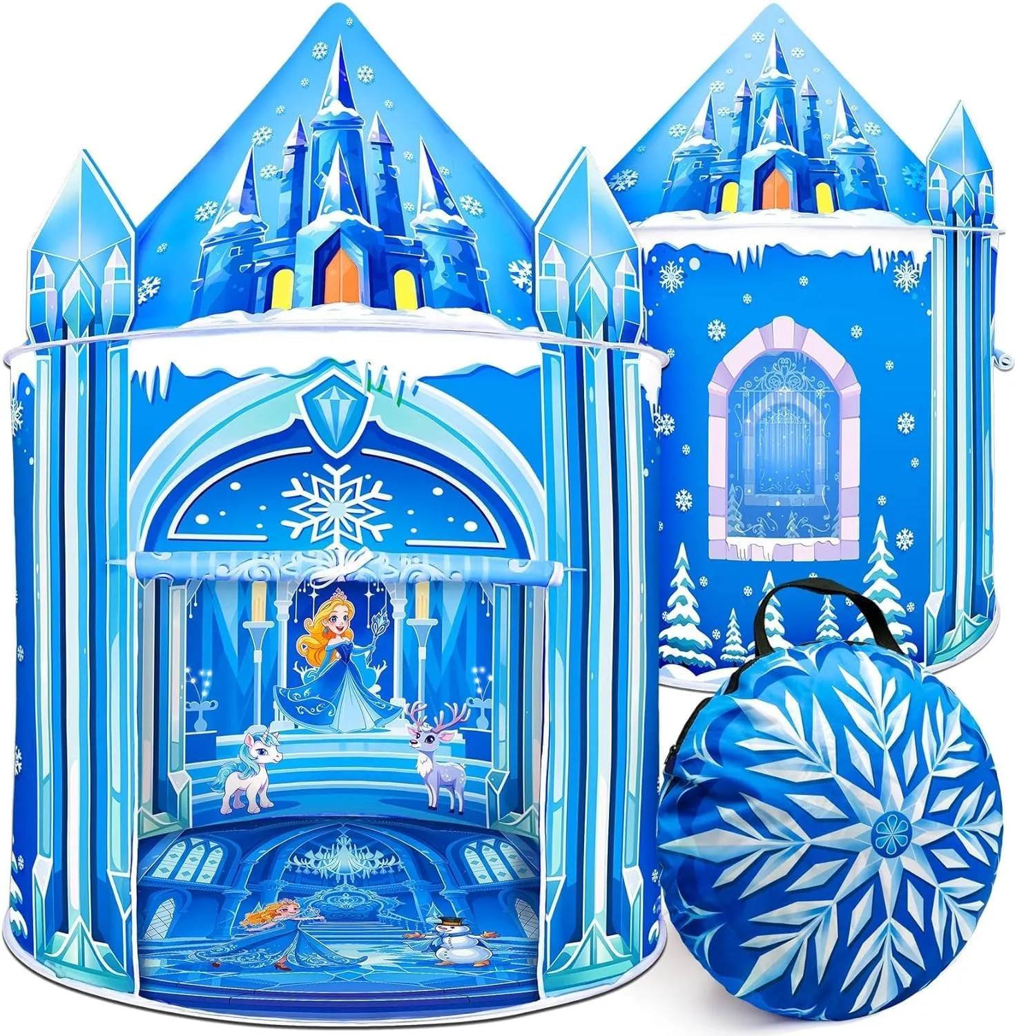 Princess Play Tent,Kids Toys for Girls,Ice Castle Kids Tent Indoor and Outdoor, Large Imaginative Playhouse 51" X 40" with Carrying Bag for 3-12 Years Old Girls Gift