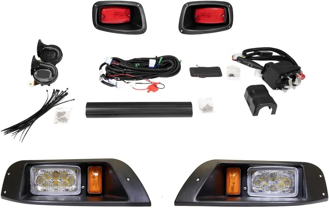 PROFX Deluxe LED Golf Cart Light Kit for EZGO TXT (1994.5-2013) Gas & Electric | Includes Adjustable LED High/Low Beam Headlights, Tail Lights, Turn Signals, Hazard Lights, Brake Pad, Horn