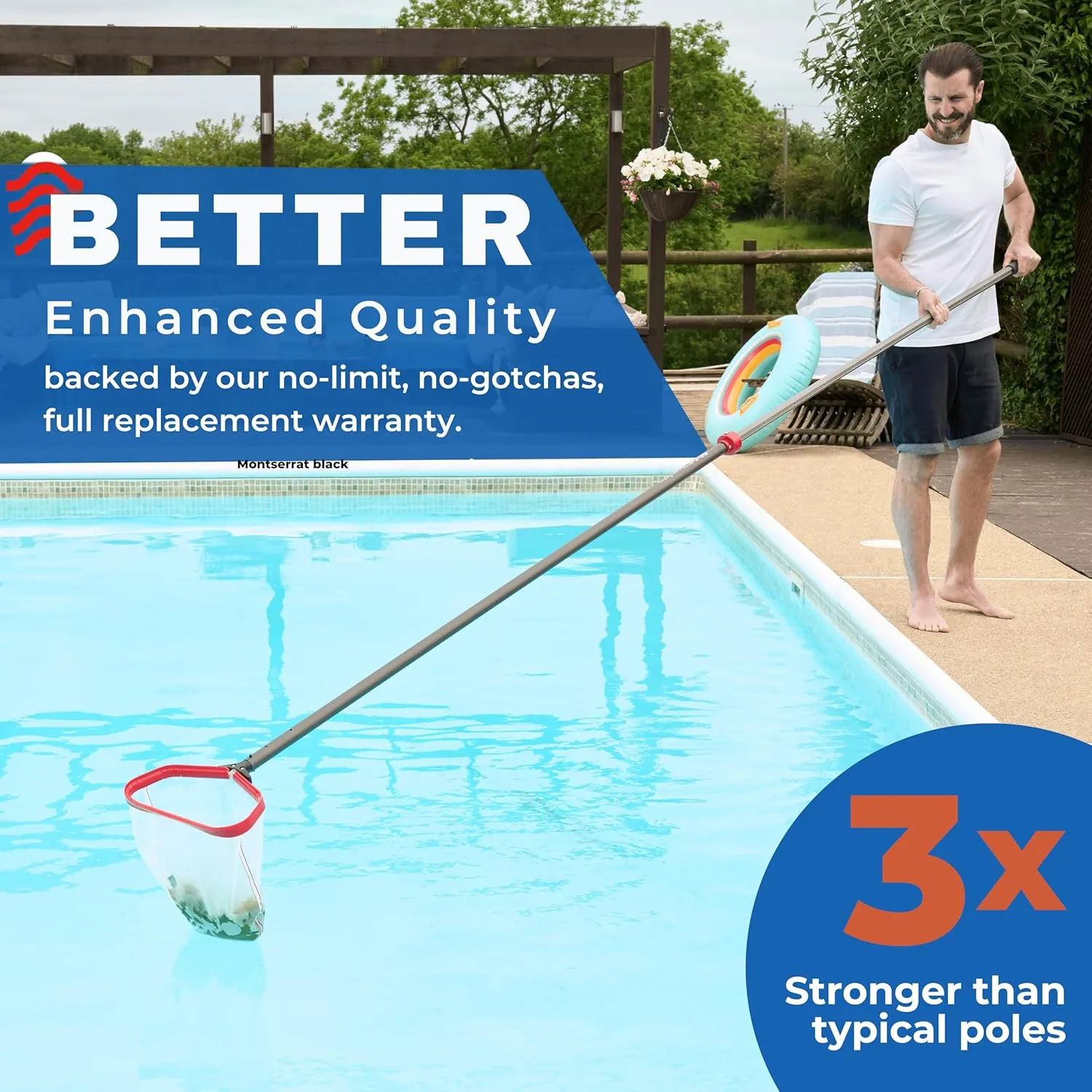 ProTuff 12ft Heavy Duty Telescopic Pool Pole – Unconditional Lifetime Replacement - Instant & Reliable Extension - Universal Fit for Nets, Skimmers, Brushes & Vacuums - Anti-Slip, Comfort Grip