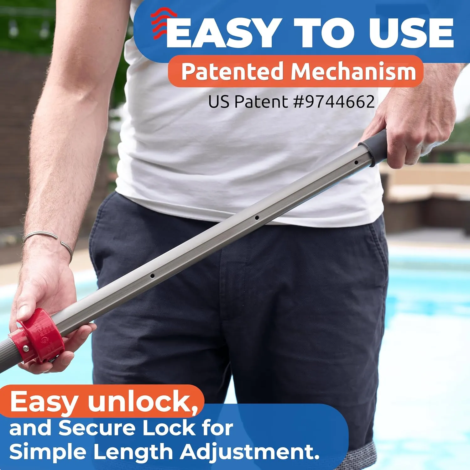 ProTuff 12ft Heavy Duty Telescopic Pool Pole – Unconditional Lifetime Replacement - Instant & Reliable Extension - Universal Fit for Nets, Skimmers, Brushes & Vacuums - Anti-Slip, Comfort Grip