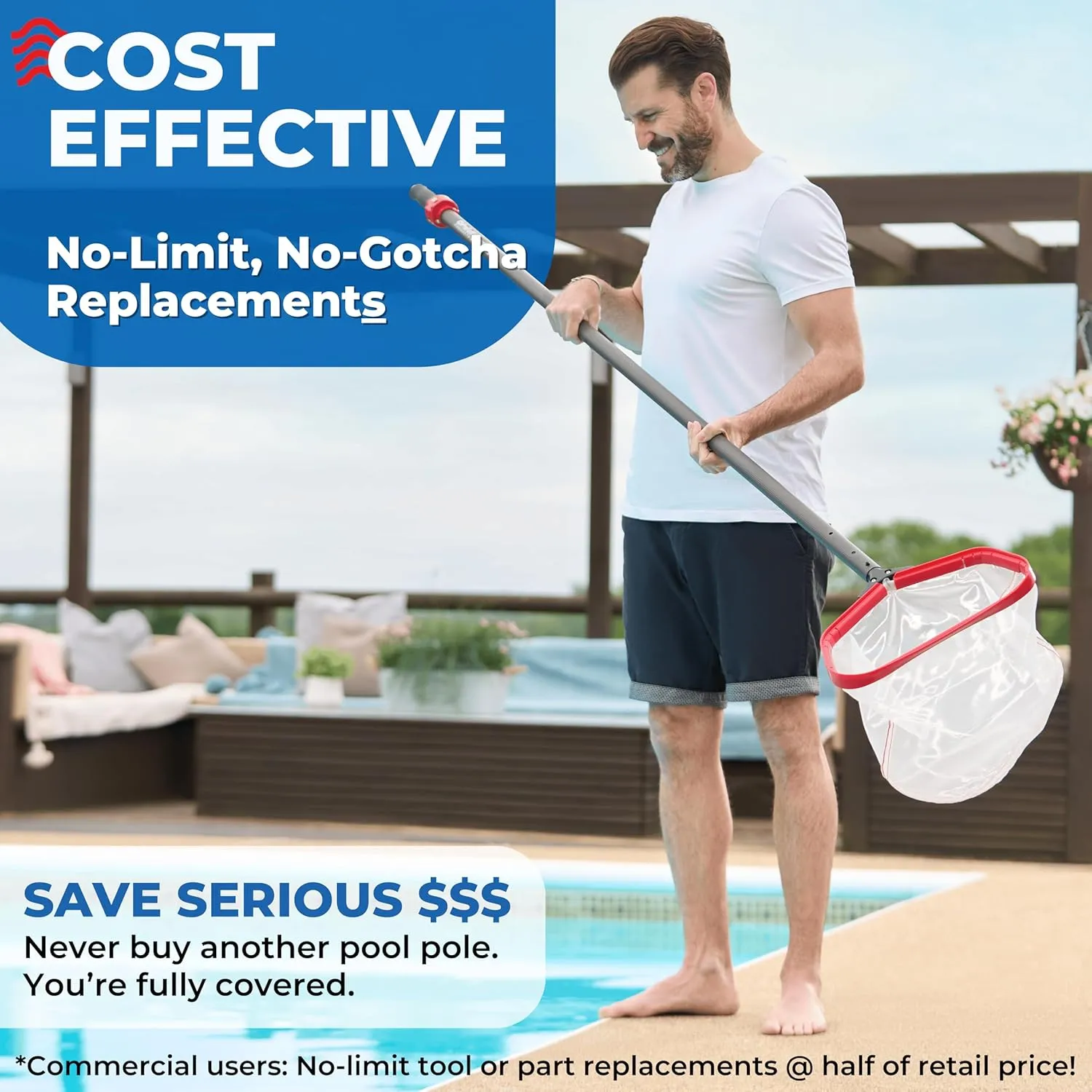 ProTuff 12ft Heavy Duty Telescopic Pool Pole – Unconditional Lifetime Replacement - Instant & Reliable Extension - Universal Fit for Nets, Skimmers, Brushes & Vacuums - Anti-Slip, Comfort Grip