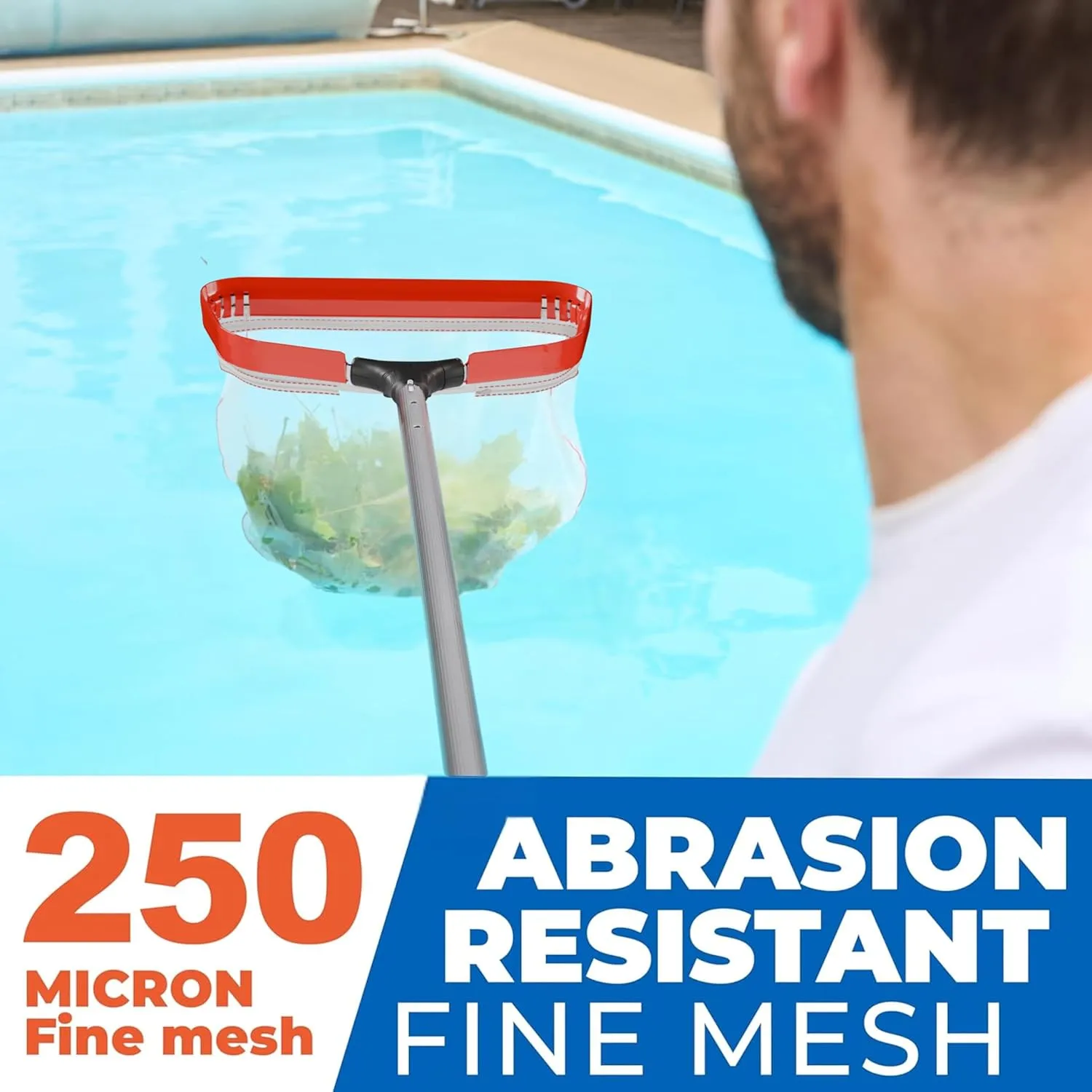 ProTuff 17" Silt Net Pool Skimmer – “490 Promise” Unlimited, Unconditional Replacement – Ultra-Durable Fine Mesh Net for Silt & Debris – Heavy-Duty Aluminum Frame, EZ-Clip & Deep Bag for Easy Cleaning