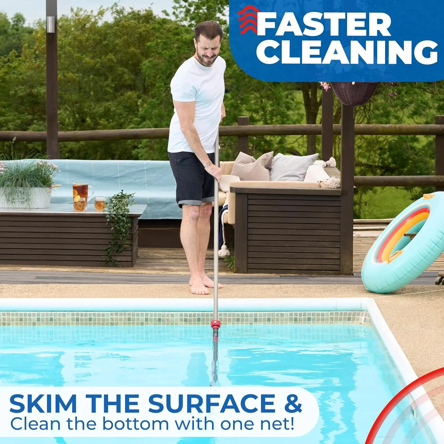 ProTuff 17" Silt Net Pool Skimmer – “490 Promise” Unlimited, Unconditional Replacement – Ultra-Durable Fine Mesh Net for Silt & Debris – Heavy-Duty Aluminum Frame, EZ-Clip & Deep Bag for Easy Cleaning