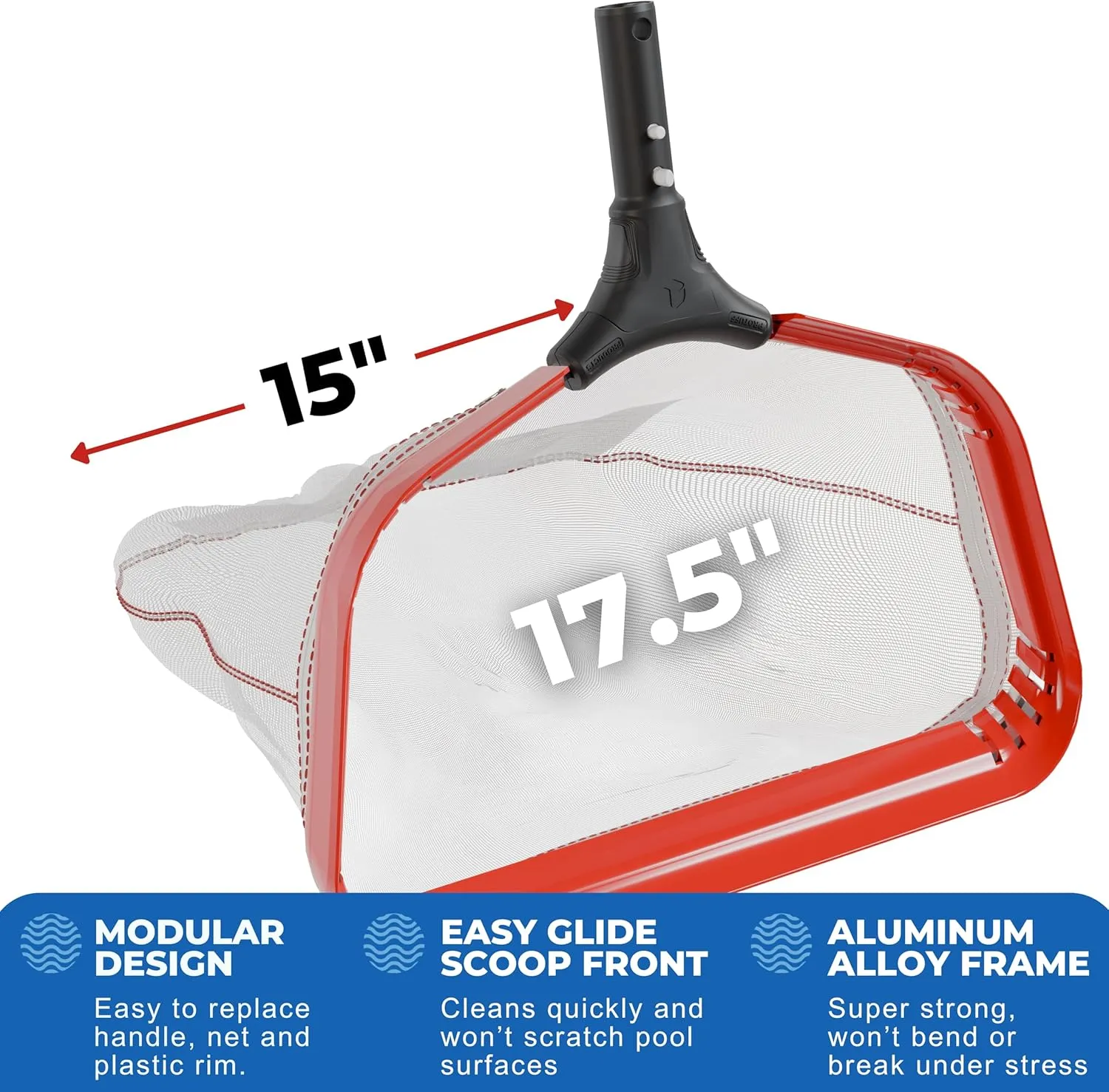 ProTuff 17" Silt Net Pool Skimmer – “490 Promise” Unlimited, Unconditional Replacement – Ultra-Durable Fine Mesh Net for Silt & Debris – Heavy-Duty Aluminum Frame, EZ-Clip & Deep Bag for Easy Cleaning