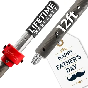ProTuff Products - 12ft Telescoping Pole Never Sticks or Slips - Totally Covered by Our 490 Promise - A Truly Pro-Grade, Telescopic, All Purpose, Long Paint Roller Extension Pole for Painting, Etc.