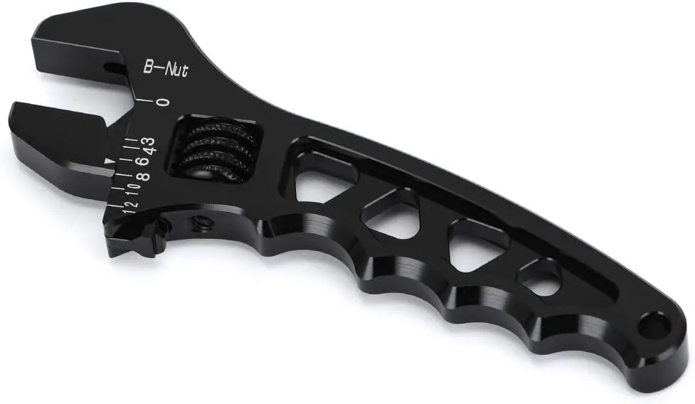 PTNHZ AN Adjustable Wrench Lightweight Aluminum AN3-AN12 Hose Fitting Tool Spanner(Black)
