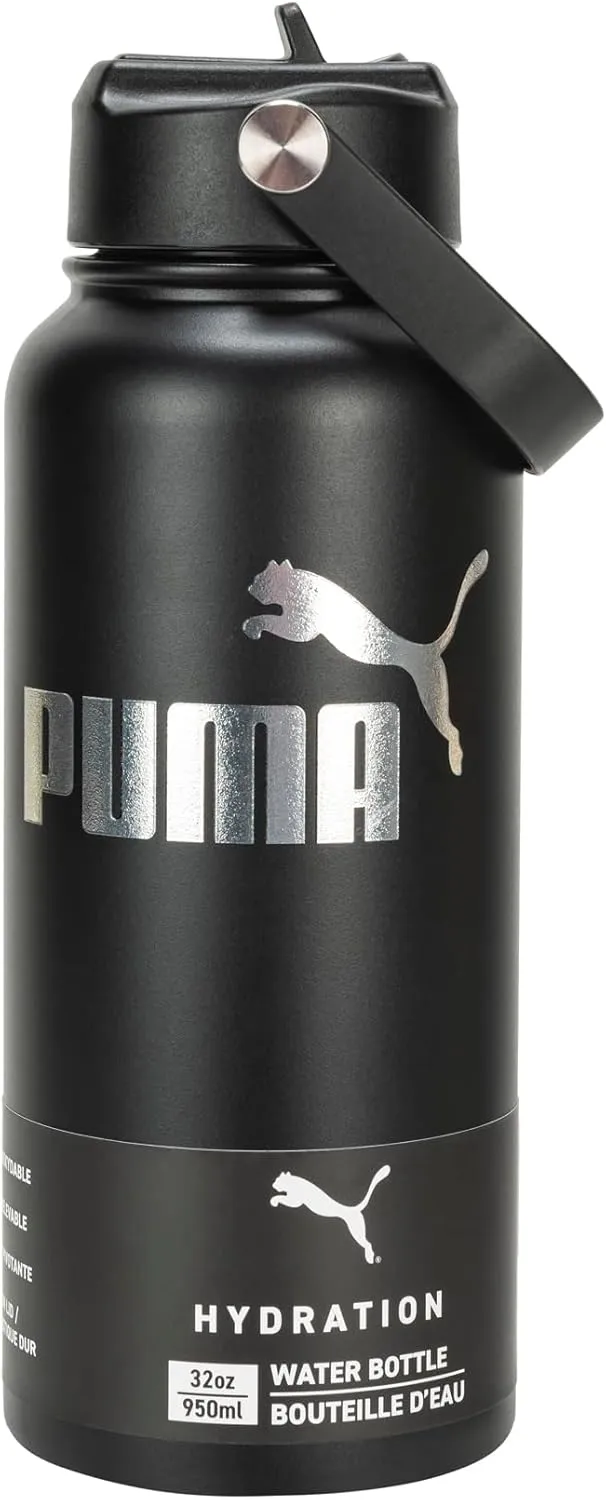 PUMA Evercat 32 oz Stainless Steel Water Bottle, Black, One Size