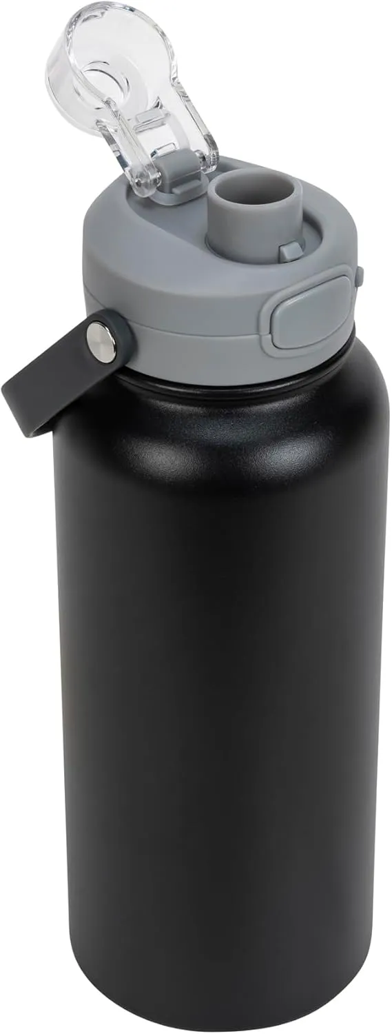 PUMA Evercat 32 oz Stainless Steel Water Bottle, Black/Grey, One Size
