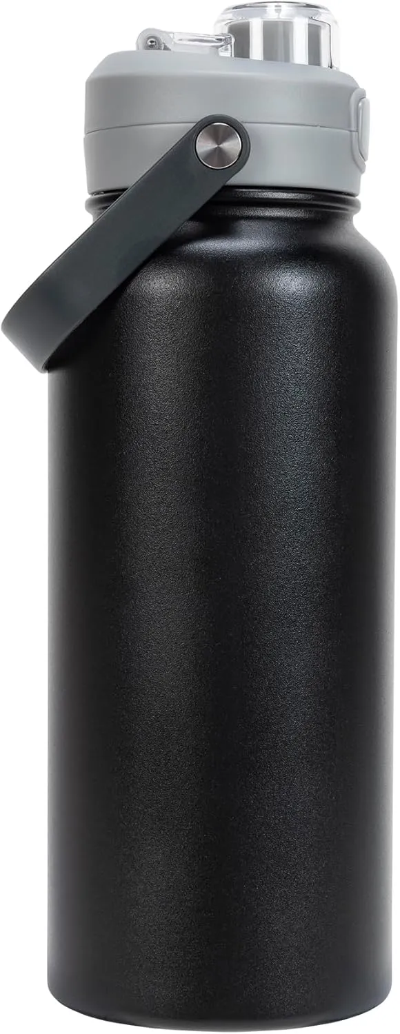 PUMA Evercat 32 oz Stainless Steel Water Bottle, Black/Grey, One Size