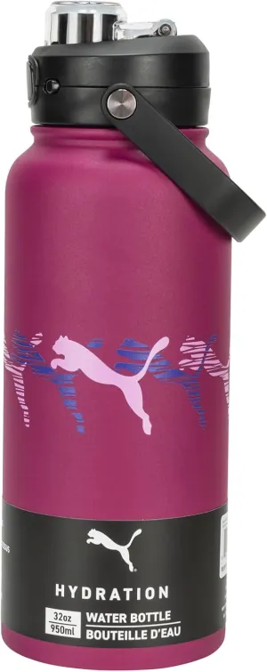 PUMA Evercat 32 oz Stainless Steel Water Bottle, Dark Pink, One Size