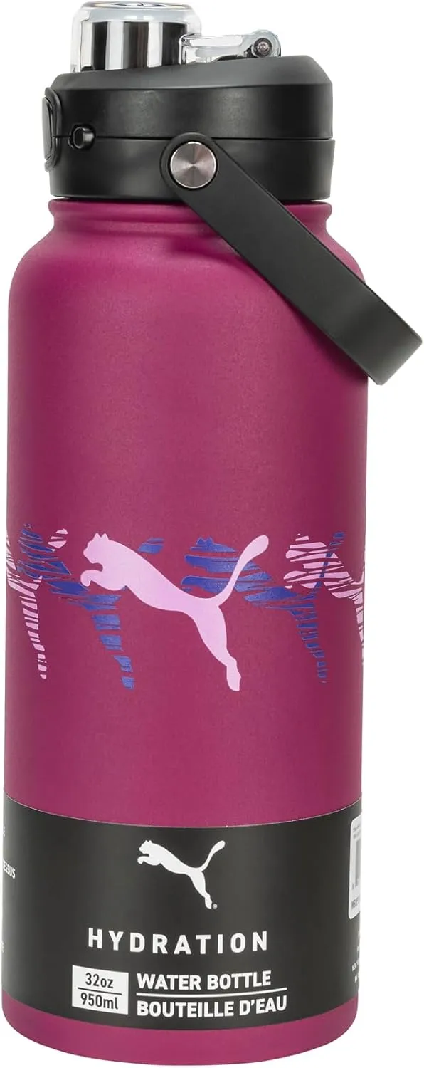 PUMA Evercat 32 oz Stainless Steel Water Bottle, Dark Pink, One Size