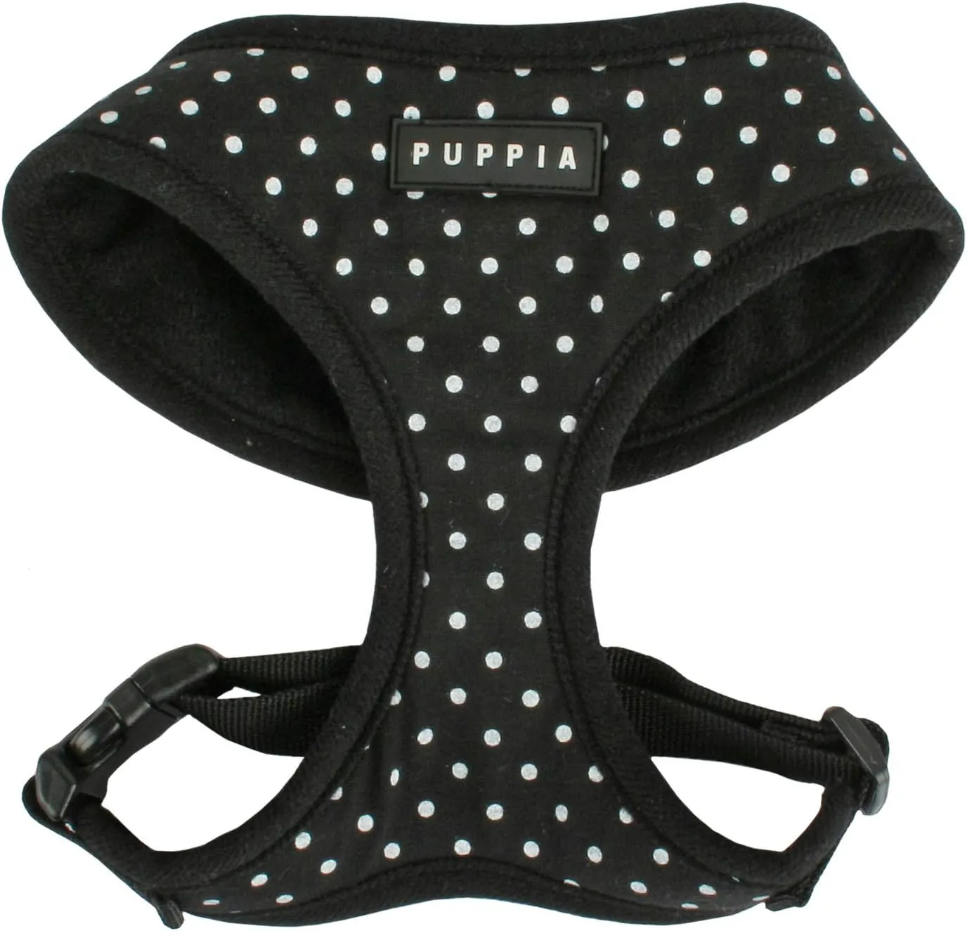 Puppia Dotty Dog Harness Over-The-Head No Pull No Choke Walking Training Adjustable for Small & Medium Dog, Medium, Black