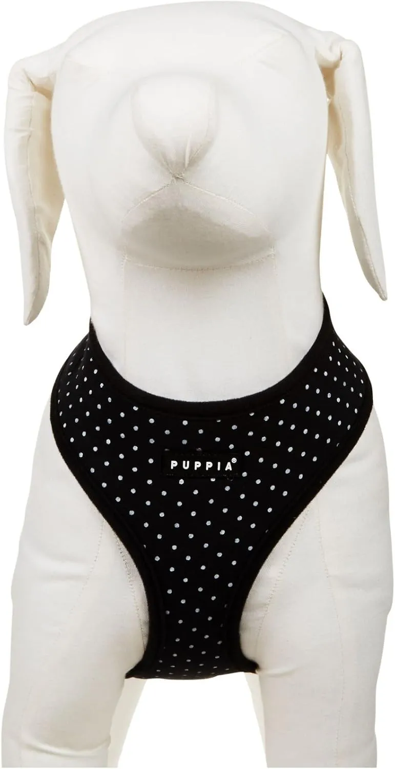 Puppia Dotty Dog Harness Over-The-Head No Pull No Choke Walking Training Adjustable for Small & Medium Dog, Medium, Black