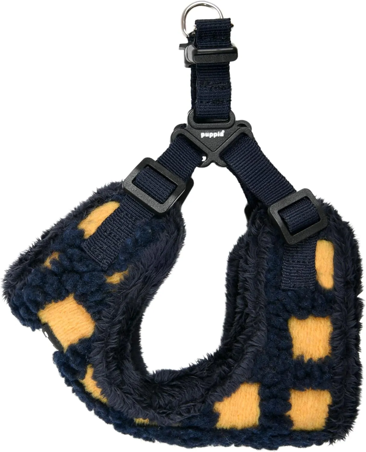 Puppia Stefan Comfort Dog Harness Step-in Warm Winter Tumbling Waffle Pattern Adjustable Neck and Chest for Small and Medium Dog, Navy, Medium