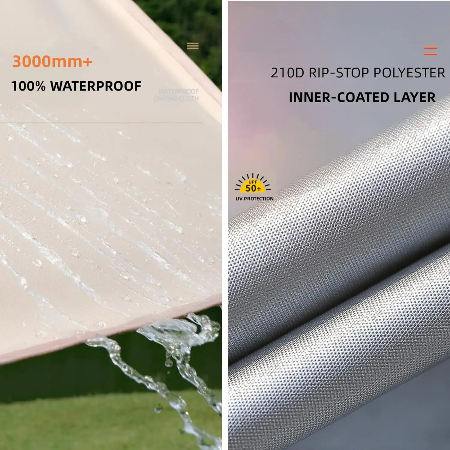 Puraville 10x10 ft Rectangle Lightweight Camping Tarps, Portable Waterproof Hammock Rain Fly Tent Tarp for Camping Backpacking, Grey