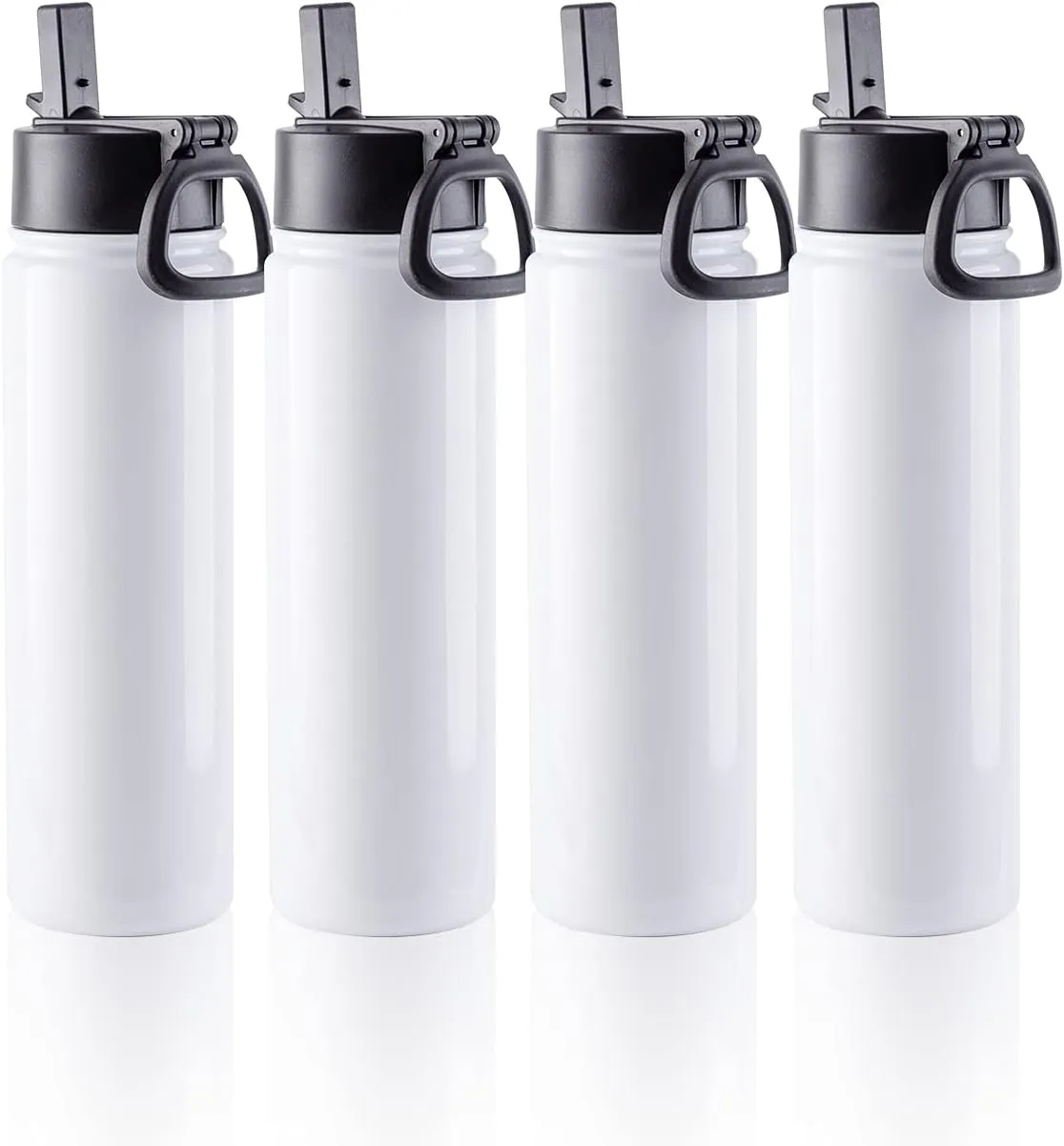 PYD Life 4 Pack Sublimation Blank Tumbler 22 OZ Sports Wide Mouth Stainless Steel Water Bottle Vacuum Flask with Straw and Portable Handle for Tumbler Press Machine Sublimation Print