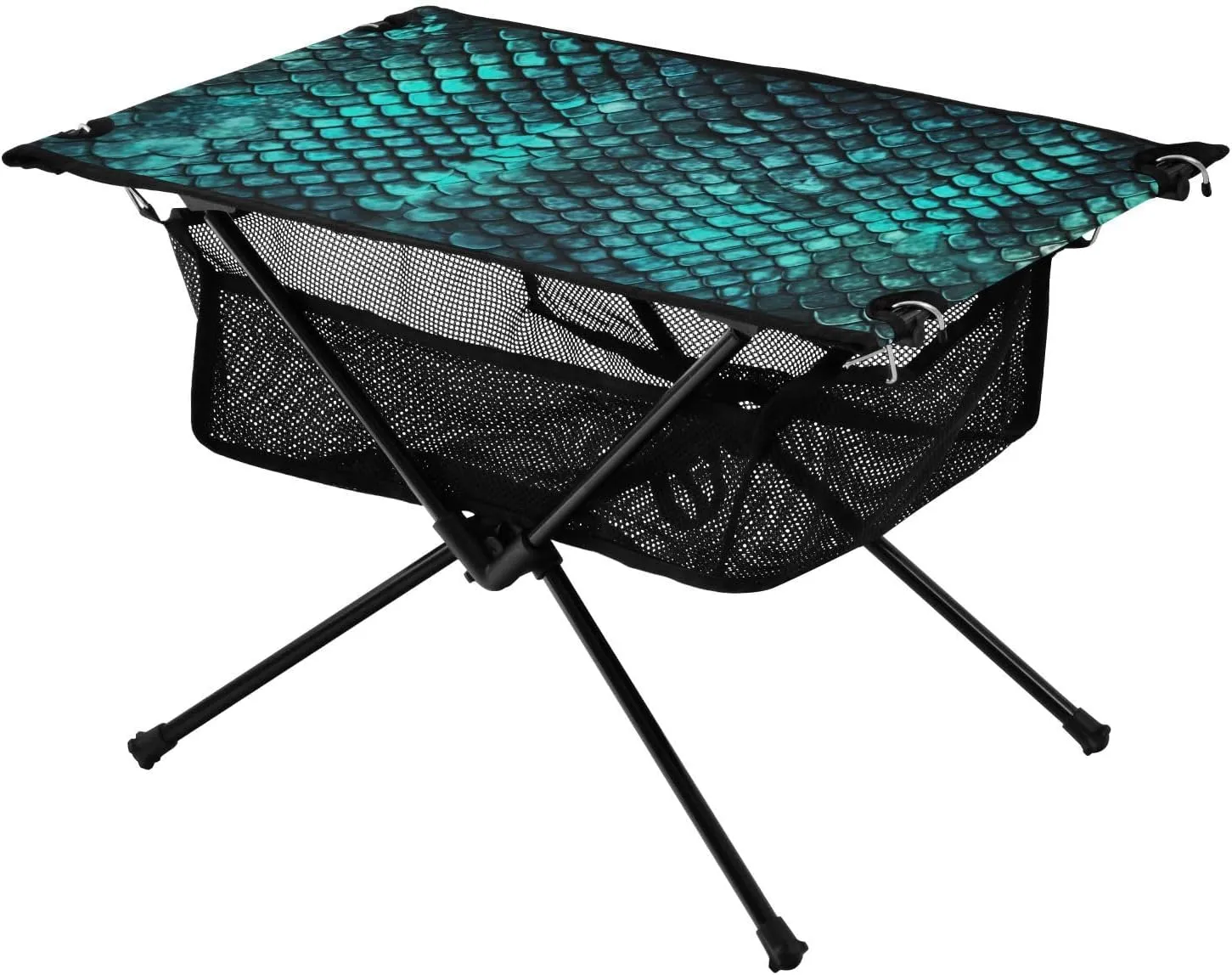 Python Skin Pattern Portable Folding Camping Table, Compact Lightweight Beach Table with Carrying Bag for Outdoor Picnics, BBQs, Camp