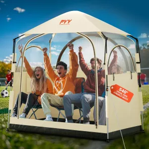 PYY Sports Tent - Upgrade Sports Tent Shelter with Detachable Top Cover for 4 Persons, Rain Tent Sun Shelter Clear for Football, Hiking, Fishing