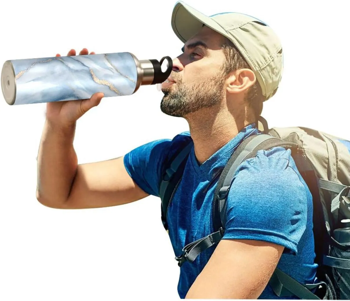 Qilmy Black and White Leopard Water Bottle Vacuum Insulated Stainless Steel Water Bottles with Straw Lid Leakproof Wide Mouth Water Flask for Fitness Outdoor Sports, 20 oz