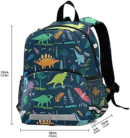 QUGRL Dinosaurs Tropical Kids Backpack with Leash Harness Cartoon Dino Toddler Backpack for Boys Kindergarten Child Schoolbag Preschool Nursery Baby Travel Bag 3-8 Years