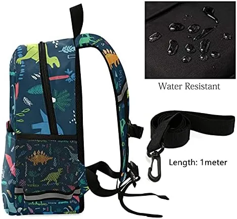 QUGRL Dinosaurs Tropical Kids Backpack with Leash Harness Cartoon Dino Toddler Backpack for Boys Kindergarten Child Schoolbag Preschool Nursery Baby Travel Bag 3-8 Years