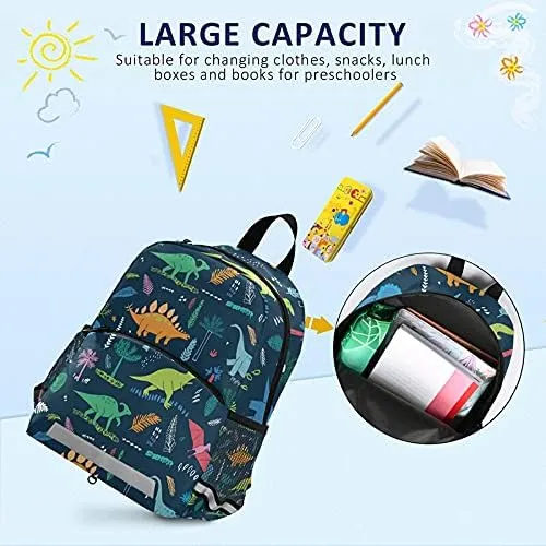 QUGRL Dinosaurs Tropical Kids Backpack with Leash Harness Cartoon Dino Toddler Backpack for Boys Kindergarten Child Schoolbag Preschool Nursery Baby Travel Bag 3-8 Years