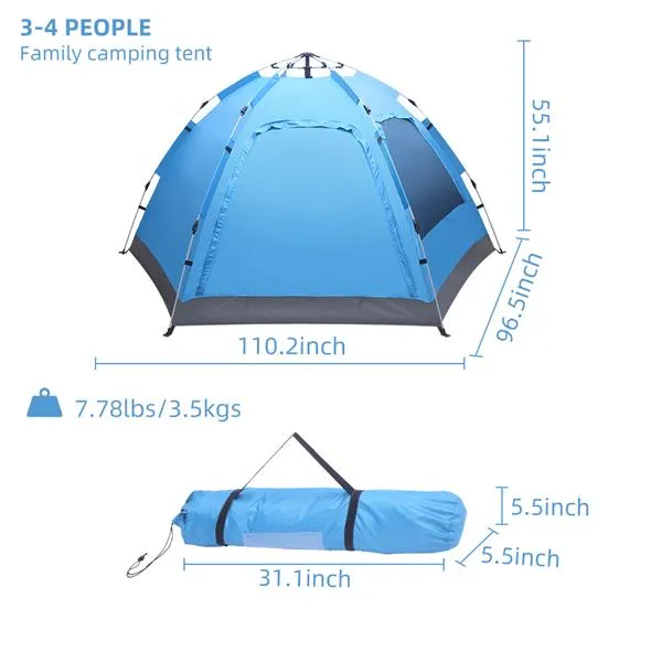 QuickShelter Pop-Up Family Tent – 2-Door Automatic Setup Weather-Ready Shelter