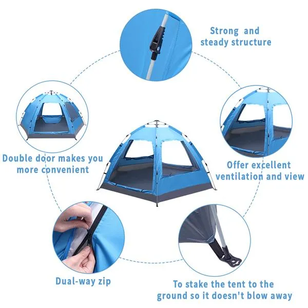 QuickShelter Pop-Up Family Tent – 2-Door Automatic Setup Weather-Ready Shelter