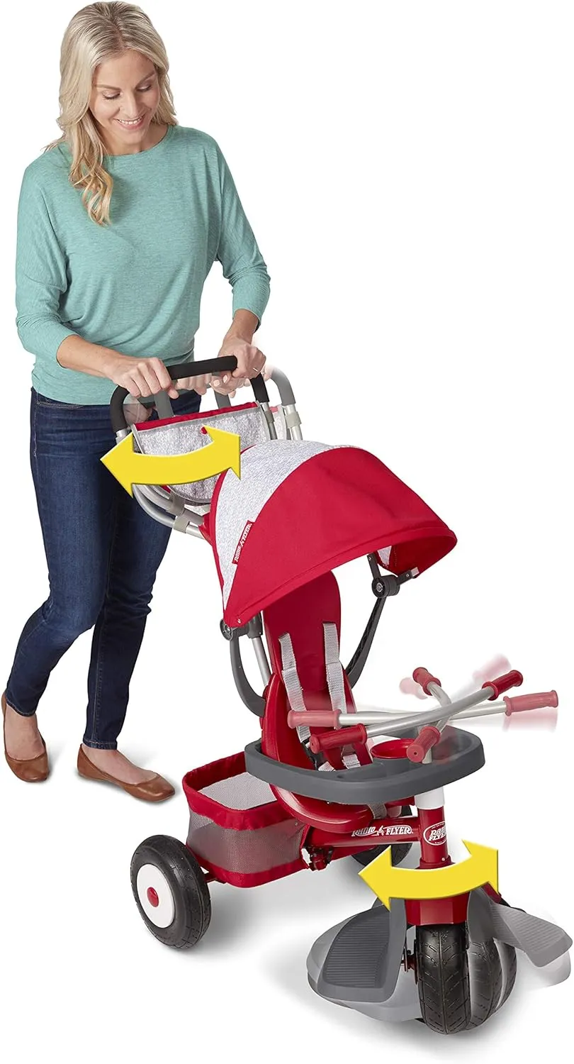 Radio Flyer Ultimate All-Terrain Stroll 'N Trike, Kids and Toddler Tricycle, Red Toddler Bike, for Ages 9 Months - 5 Years