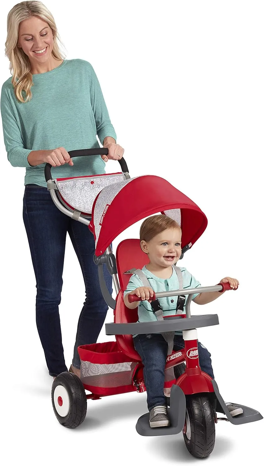 Radio Flyer Ultimate All-Terrain Stroll 'N Trike, Kids and Toddler Tricycle, Red Toddler Bike, for Ages 9 Months - 5 Years