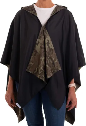 Rain Poncho Jacket Waterproof Rain Cape | One-Size Reversible Rainproof Lightweight & Fast-Drying | Hooded Wrap