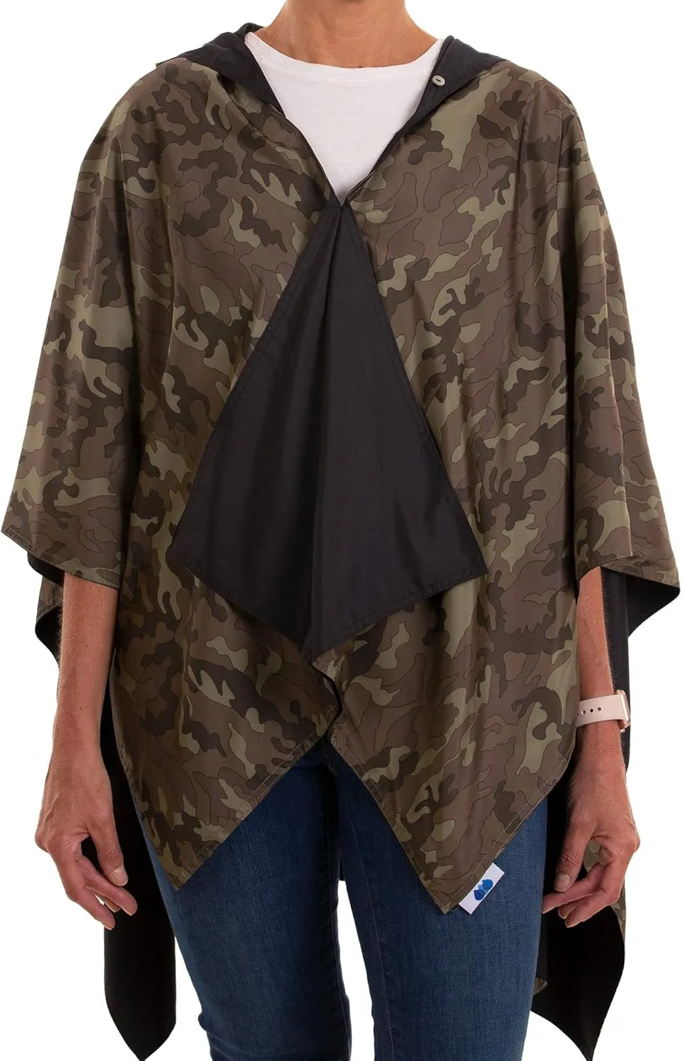 Rain Poncho Jacket Waterproof Rain Cape | One-Size Reversible Rainproof Lightweight & Fast-Drying | Hooded Wrap