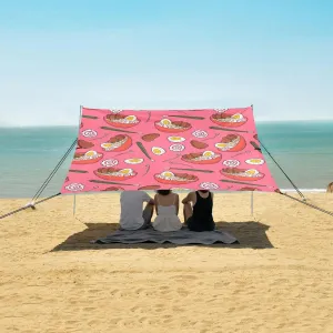 Ramen Egg Pork Meat Beach Camping Tent Sun Shelter for Whole Family, Beach Shade Canopy with UPF50  UV Protection,Easy Set Up and Carry,Outdoor Shade for Trips, Fishing, Backyard Fun Picnics