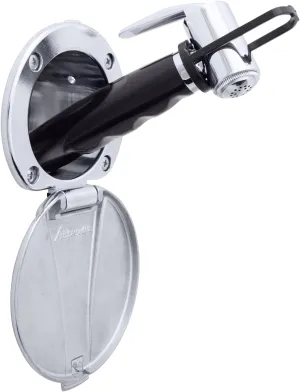Recessed Shower- Chrome Cup with Stainless Steel Lid, Hammer-Head Black Sprayer, 6' Stainless Steel Hose - 136-0043-CP-W