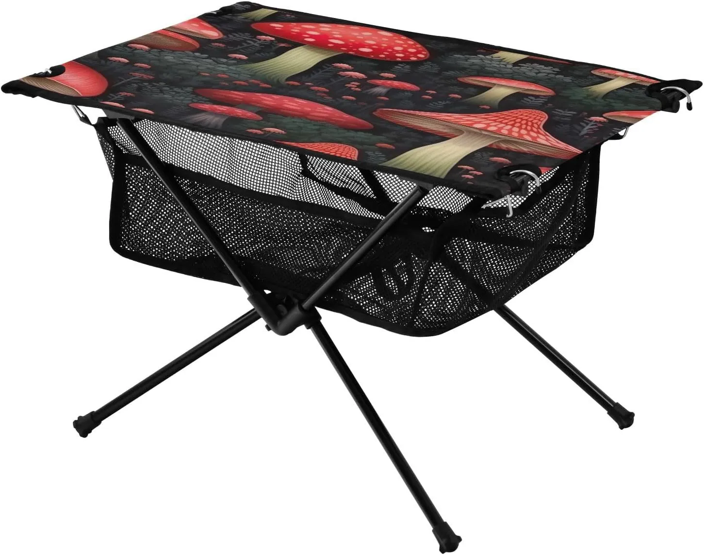 Red Mushrooms Portable Folding Camping Table, Compact Lightweight Beach Table with Carrying Bag for Outdoor Picnics, BBQs, Camp
