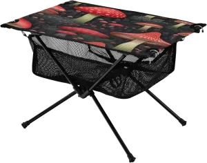 Red Mushrooms Portable Folding Camping Table, Compact Lightweight Beach Table with Carrying Bag for Outdoor Picnics, BBQs, Camp