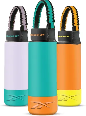 Reebok Stainless Steel Sports Water Bottle | Double Wall Vacuum Insulated, Leakproof, BPA Free with Paracord Handle | Ideal for Work, Travel, Outdoor, Gym (Pack of 1, 32 oz., Teal)