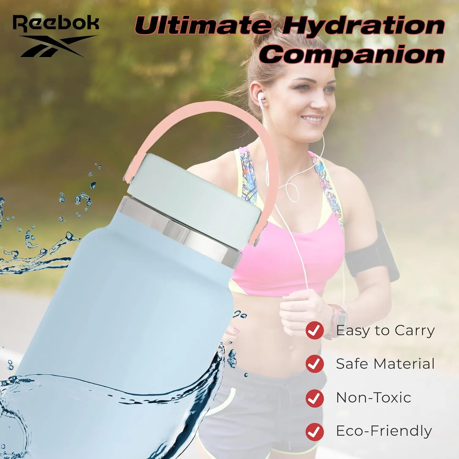 Reebok Stainless Steel Wide Mouth Water Bottle With Flex Cap For Outdoor - 32 oz - Double Wall Vacuum Insulated Sports Water Bottle With Silicone Sleeves, BPA Free (Blue)